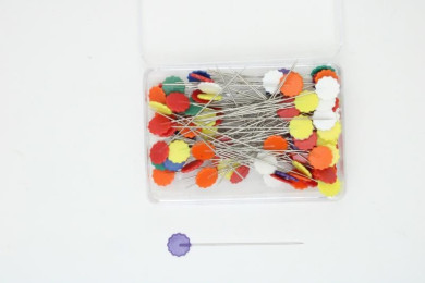 Alfinetes patchwork 54x0,6mm cab.colorida cx100
